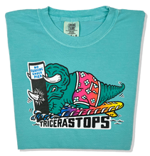 Load image into Gallery viewer, Surfing Dino TriceraSTOPS Triceratops Dinosaur &quot;Garment Dyed&quot;  T-shirt