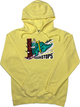 Load image into Gallery viewer, Skiing Tricera&quot;STOPS&quot; Triceratops Dinosaur Pigment Dyed sweatshirt Hoodie