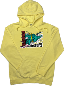 Skiing Tricera"STOPS" Triceratops Dinosaur Pigment Dyed sweatshirt Hoodie