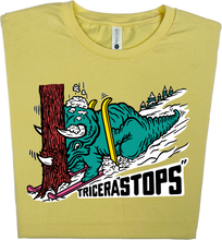 Load image into Gallery viewer, Skiing Tricera&quot;STOPS&quot; Triceratops Dinosaur T-Shirt