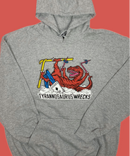 Load image into Gallery viewer, Skiing Tyrannosaurus &quot;WRECKS&quot;      Hoodie