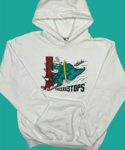 Skiing Tricera"STOPS" Triceratops Dinosaur sweatshirt Dino Hoodie