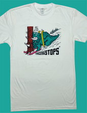 Load image into Gallery viewer, Skiing Tricera&quot;STOPS&quot; Triceratops Dinosaur T-Shirt