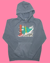 Load image into Gallery viewer, Skiing Tricera&quot;STOPS&quot; Triceratops Dinosaur Pigment Dyed sweatshirt Hoodie